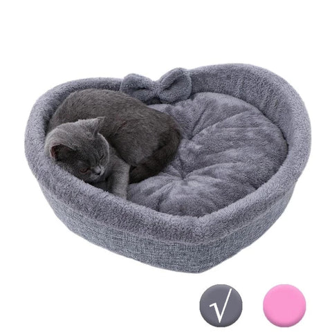 Cute Cat Bed Heart-Shaped Bed For Cats & Puppies Velvet Soft